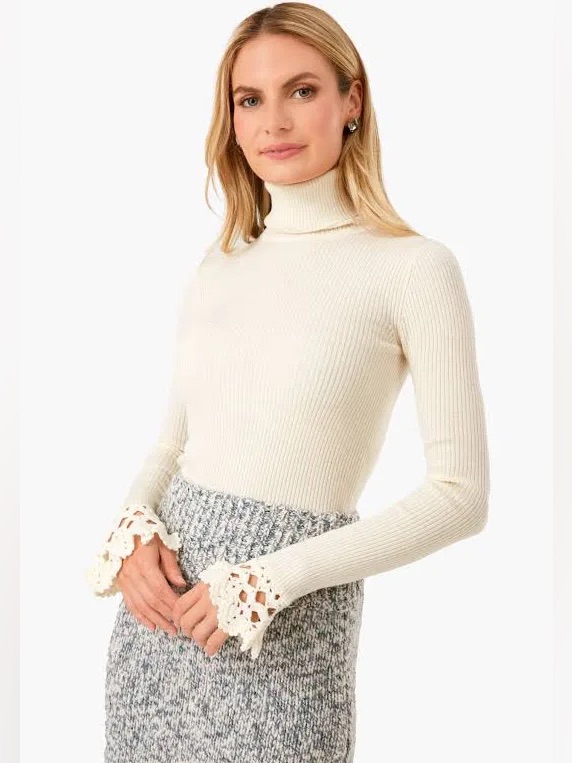 Sea Wynter Rib Wool Turtleneck Sweater In Cream